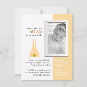 Brown Bunny Foto Geburtstag Einladung