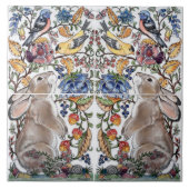 Brown Bunny Rabbit Bird Hübsches Jacobsdesign Fliese (Vorderseite)