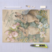 Brown Bunny Rabbit Floral Shabby Französisch Decou Seidenpapier (Handwerk)