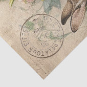 Brown Bunny Rabbit Floral Shabby French Postmark Seidenpapier (Detail)