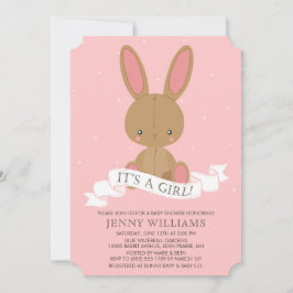 Brown Bunny Rabbit Girl Babydusche einladen Einladung