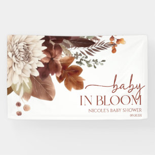 Brown Burgundy Baby in Bloom Floral Baby Dusche Banner