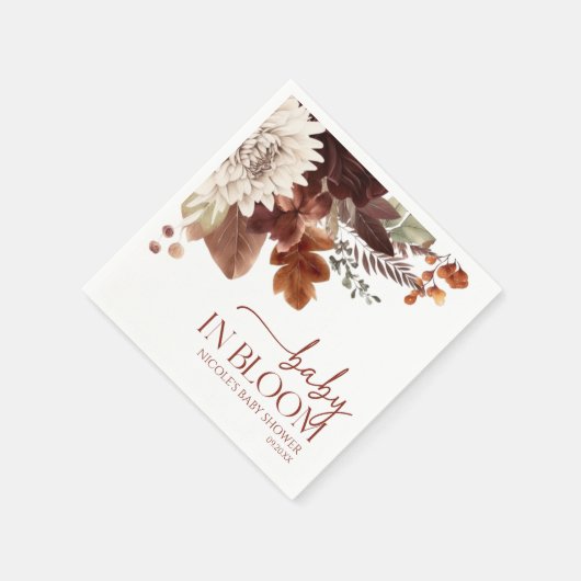 Brown Burgundy Baby in Bloom Floral Baby Dusche Serviette (Ecke)