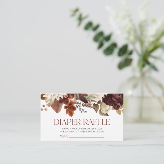 Brown Burgundy Bloral Baby Dusche Windelwanne Wind Begleitkarte (Stehend Vorderseite)