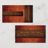 Brown Burlap Linen Rustic Jute Look Leather Visitenkarte (Vorne/Hinten)