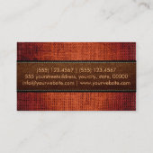 Brown Burlap Linen Rustic Jute Look Leather Visitenkarte (Rückseite)