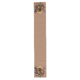 BROWN BURLAP SIEHT MIT ORANGE BROWN SCHALTFLÄCHE A GROßER TISCHLÄUFER