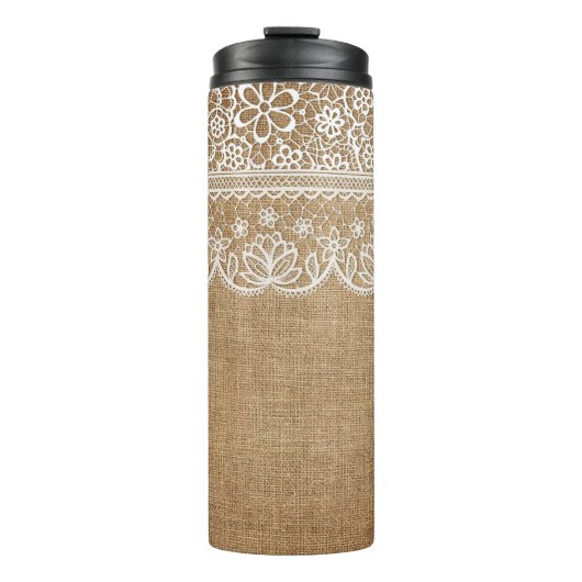 BROWN BURLAP SIEHT MIT WEISSER FLÄCHE AUS THERMOSBECHER (Vorderseite)
