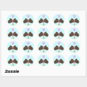 Brown Butterflies Monogram Wedding Siegels Runder Aufkleber (Blatt)