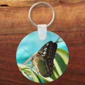 Brown Butterfly Closed Wings Schlüsselanhänger (Vorderseite)