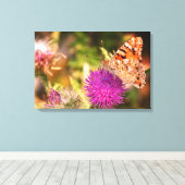 Brown Butterfly Pink Thorn Foto Canvas Print Leinwanddruck (Insitu (Holzboden))