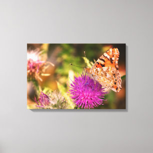 Brown Butterfly Pink Thorn Foto Canvas Print Leinwanddruck