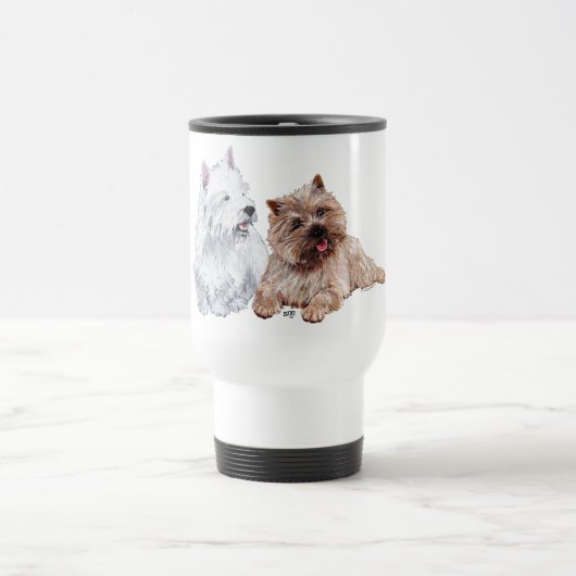 Brown Cairn und Westie Terriers Reisebecher (Mittel)