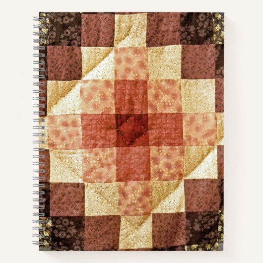 Brown Calico Patchwork Quilt Notizblock (Vorderseite)