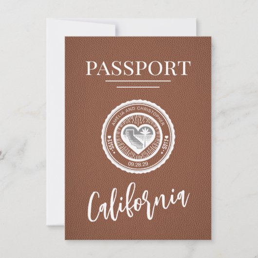 Brown California Passport Save the Date (Vorderseite)