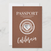 Brown California Passport Wedding Einladung (Rückseite)