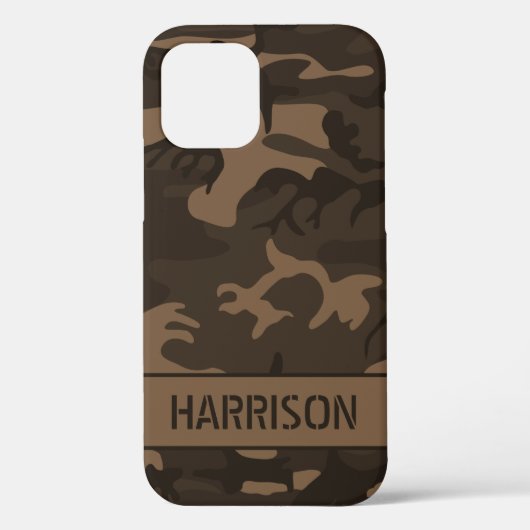 Brown Camouflage Monogram Case-Mate iPhone Hülle (Rückseite)