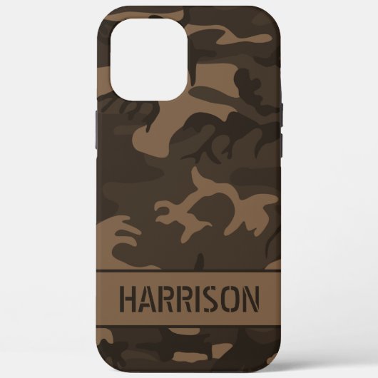 Brown Camouflage Monogram Case-Mate iPhone Hülle (Rückseite)