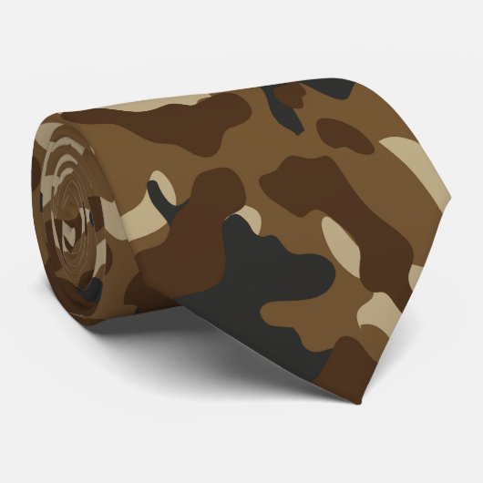 Brown Camouflage Neck Tie Krawatte (Gerollt)