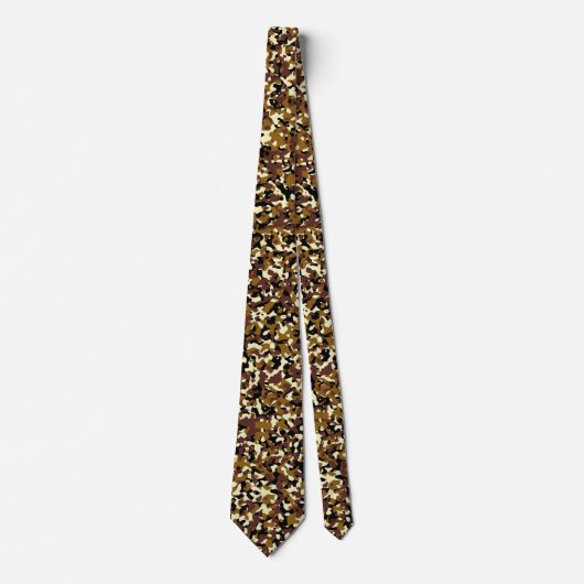 Brown Camouflage Pattern Neck Tie Krawatte (Vorderseite)