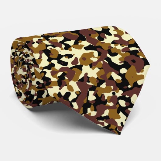 Brown Camouflage Pattern Neck Tie Krawatte (Gerollt)
