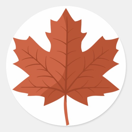 Brown Canadian Maple Tree Leaf Runder Aufkleber (Vorderseite)