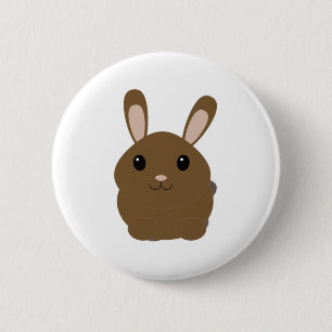 Brown Cartoon Bunny Button