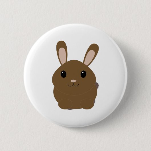 Brown Cartoon Bunny Button (Vorderseite)