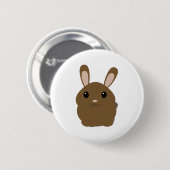 Brown Cartoon Bunny Button (Vorne & Hinten)