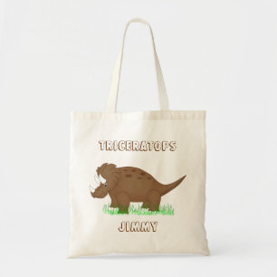 Brown Cartoon Dinosaur Tote Bag Tragetasche