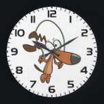 Brown Cartoon Dog Skipping Jump Rope Große Wanduhr<br><div class="desc">Keep track of time with a dose of energy and humor with this brown cartoon dog jump rope clock. This whimsical wall clock features a playful puppy skipping, making it a perfect addition to a home gym, kids bedroom, or office space. The athletic animal design serves as a fun reminder...</div>