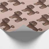 Brown Cartoon Poodle Hunde Muster Geschenkpapier (Ecke)