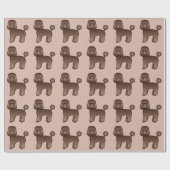 Brown Cartoon Poodle Hunde Muster Geschenkpapier (Flach)