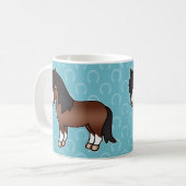 Brown Cartoon Shetland Pony Kaffeetasse (Vorderseite Links)