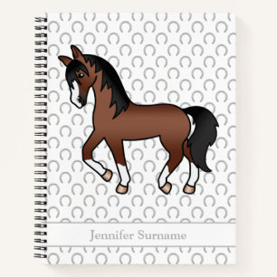 Brown Cartoon Trotting Horse & Custom Text Notizblock