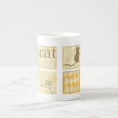 Brown Cat and Yellow Bird by Chariklia Zarria Porzellantasse (Vorderseite)