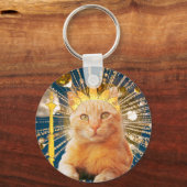 Brown Cat Funny Pet Liebt Cooles modernes, trendig Schlüsselanhänger (Rückseite)