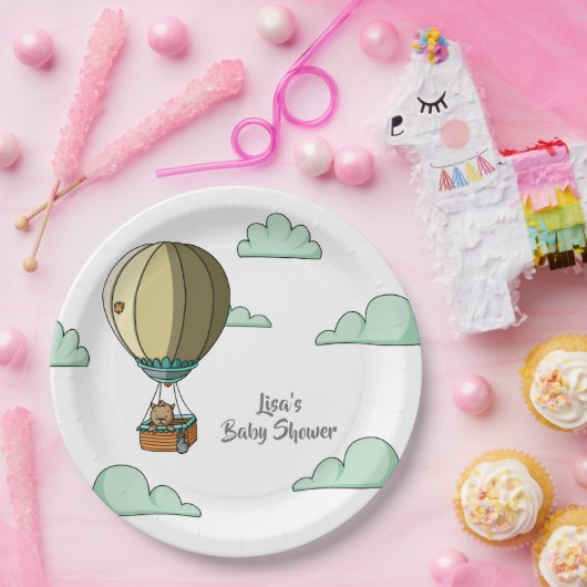 Brown Cat in Hot Air Ballon im Sky Party Pappteller (Party)