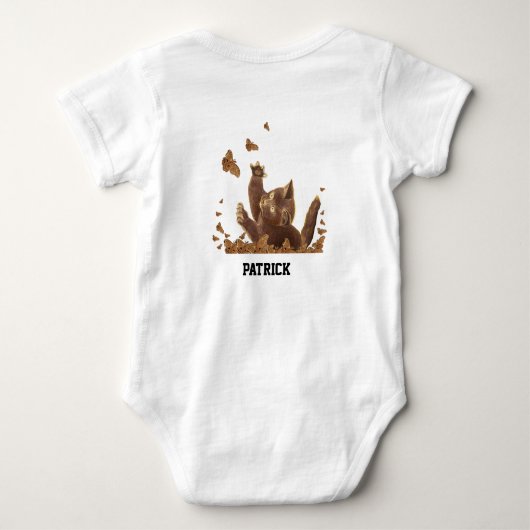 Brown Cat & Night Butterfells Personalisiert Baby Strampler (Rückseite)