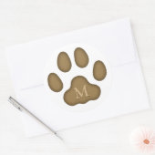 Brown Cat Paw Print Personalisiert Pen Monogramm Runder Aufkleber (Umschlag)
