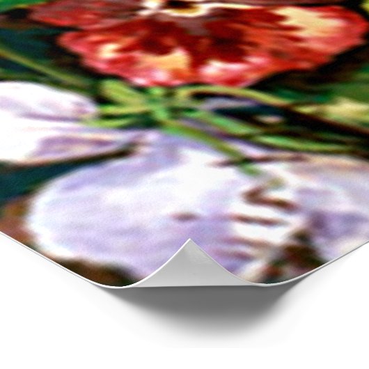 Brown Cat unter den Blume Poster Print (Ecke)