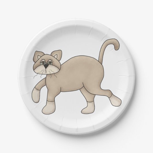 Brown Cat Walking Pappteller (Vorderseite)