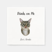 Brown Cat Wedding Cocktail Napkins Serviette (Vorderseite)