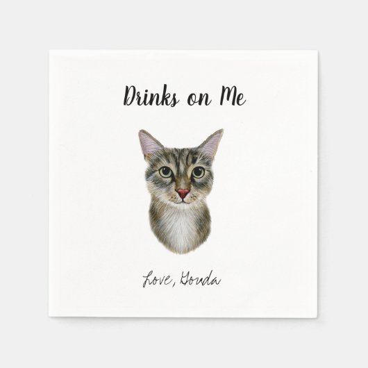 Brown Cat Wedding Cocktail Napkins Serviette (Vorderseite)