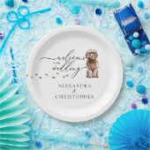 Brown Cavapoo Dog Willkommen im Set der Hochzeit Pappteller (Party)