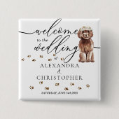 Brown Cavapoo Dog Willkommen in der Hochzeitsfeier Button (Vorderseite)