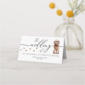 Brown Cavapoo Welpe Dog Besitzer Hochzeitszitabell Platzkarte (Rückseite)