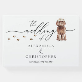 Brown Cavapoo Welpe Haustier Hochzeitskalligrafie Gästebuch