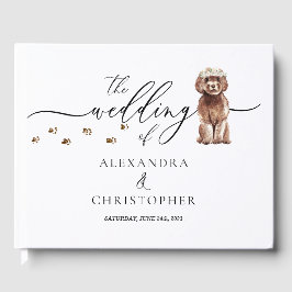Brown Cavapoo Welpe Haustier Hochzeitskalligrafie Gästebuch