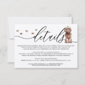 Brown Cavapoo Welpe Hund Hochzeit Details RSVP Karte (Vorderseite)